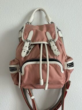Burberry Rose Pink Nylon Mini Backpack with White Trim